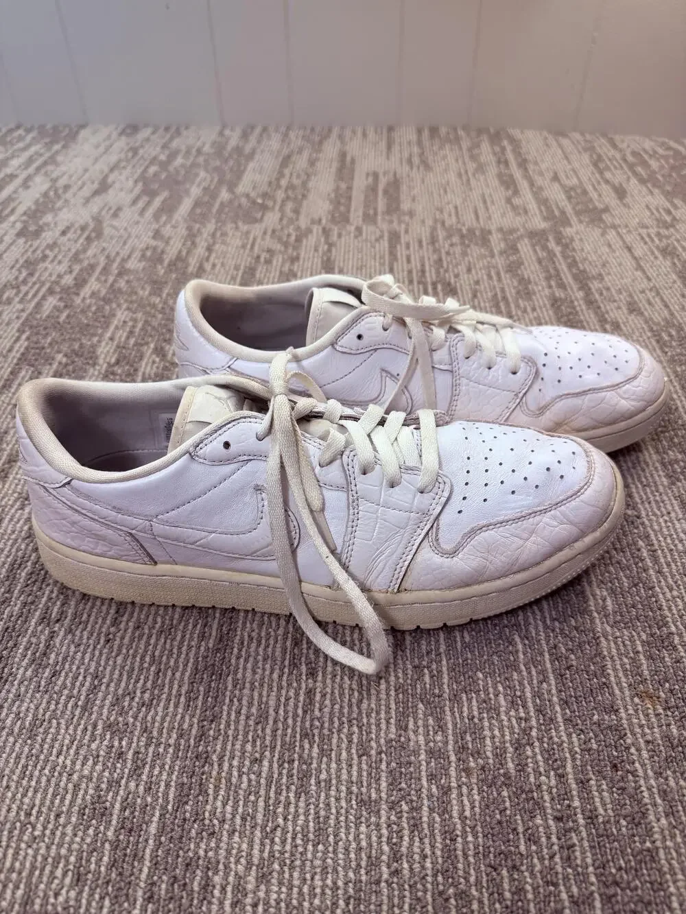 Nike Air Jordan 1 Low Golf Shoes Mens Size 12 White Croc Embossed DD9315-110